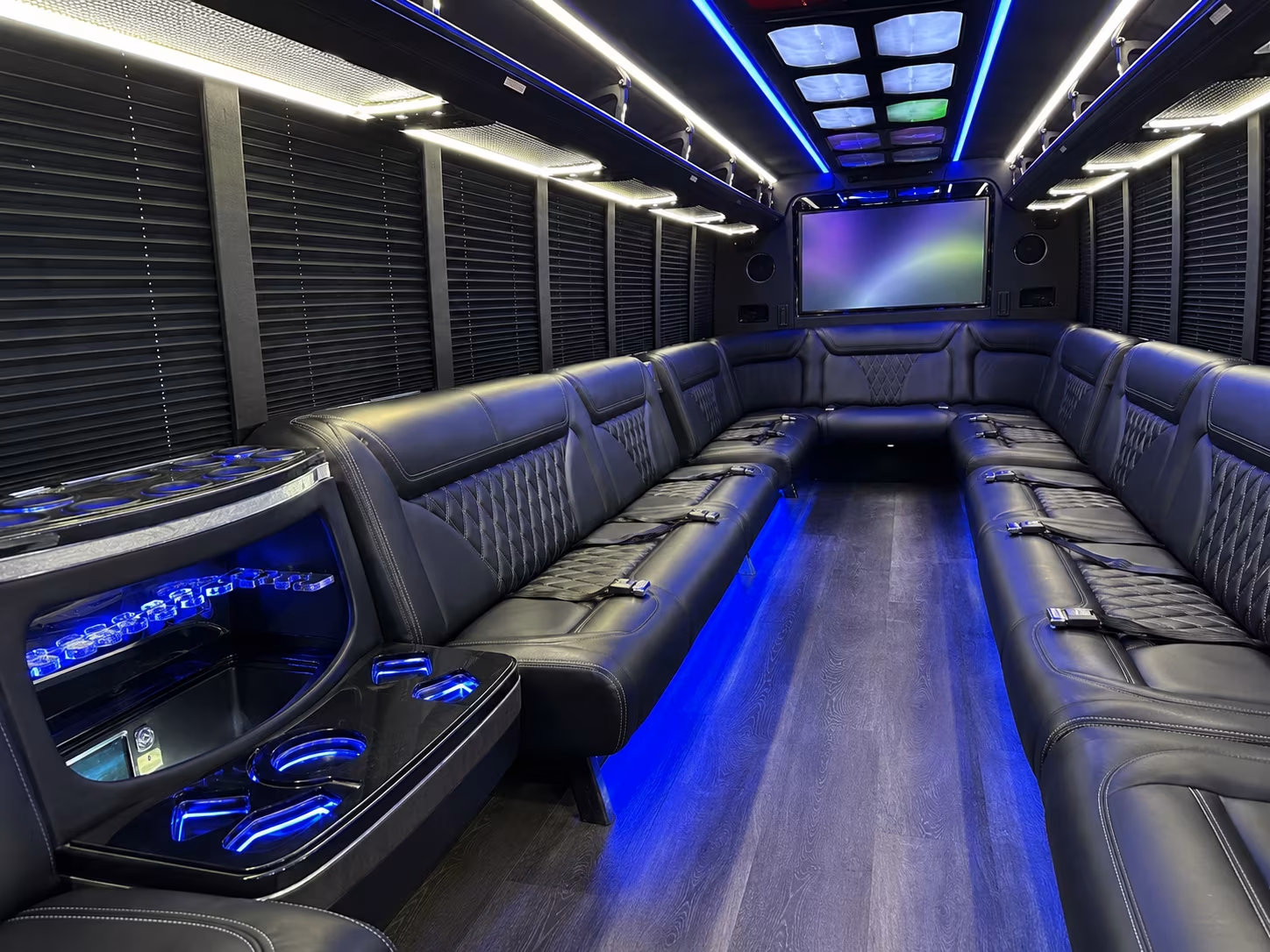 manchester 20 passenger party bus inside