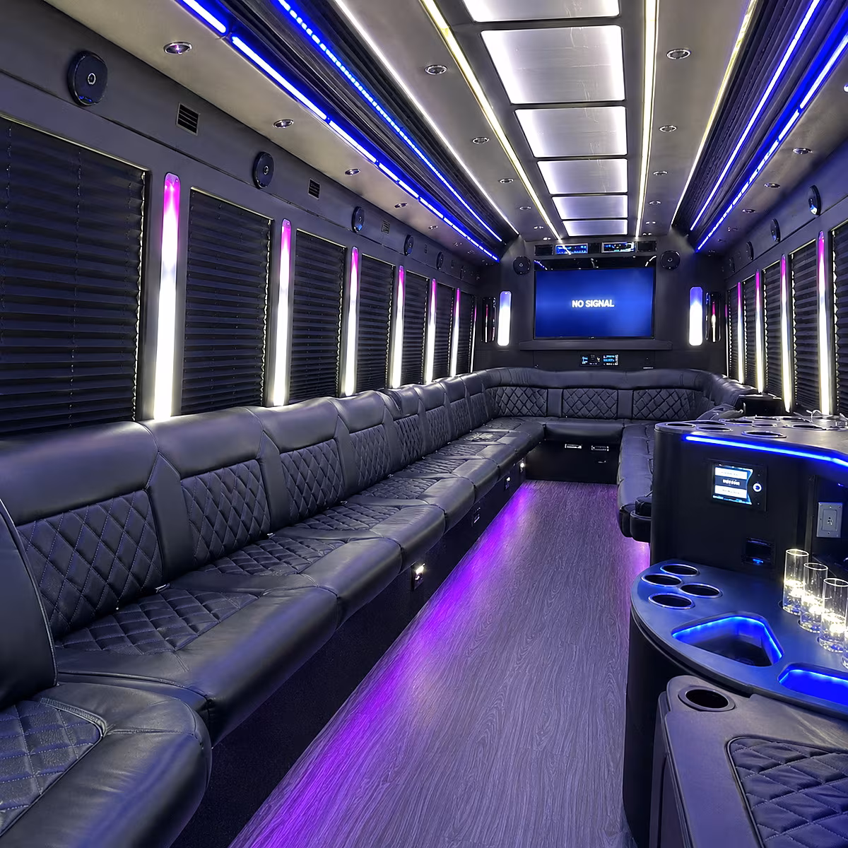 manchester 30 passenger party bus inside