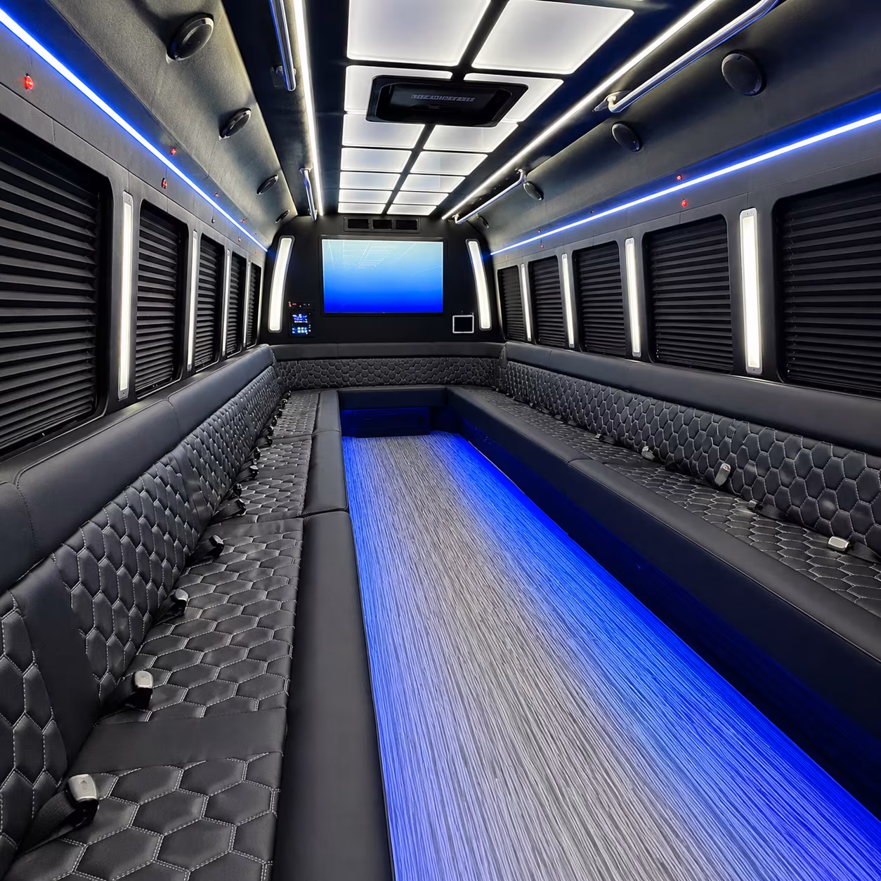 manchester 50 passenger party bus inside