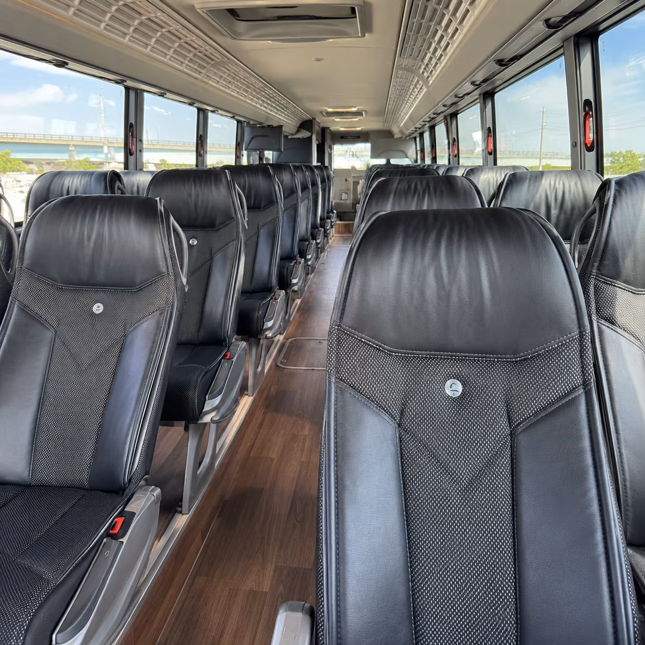 manchester 56 passenger charter bus inside