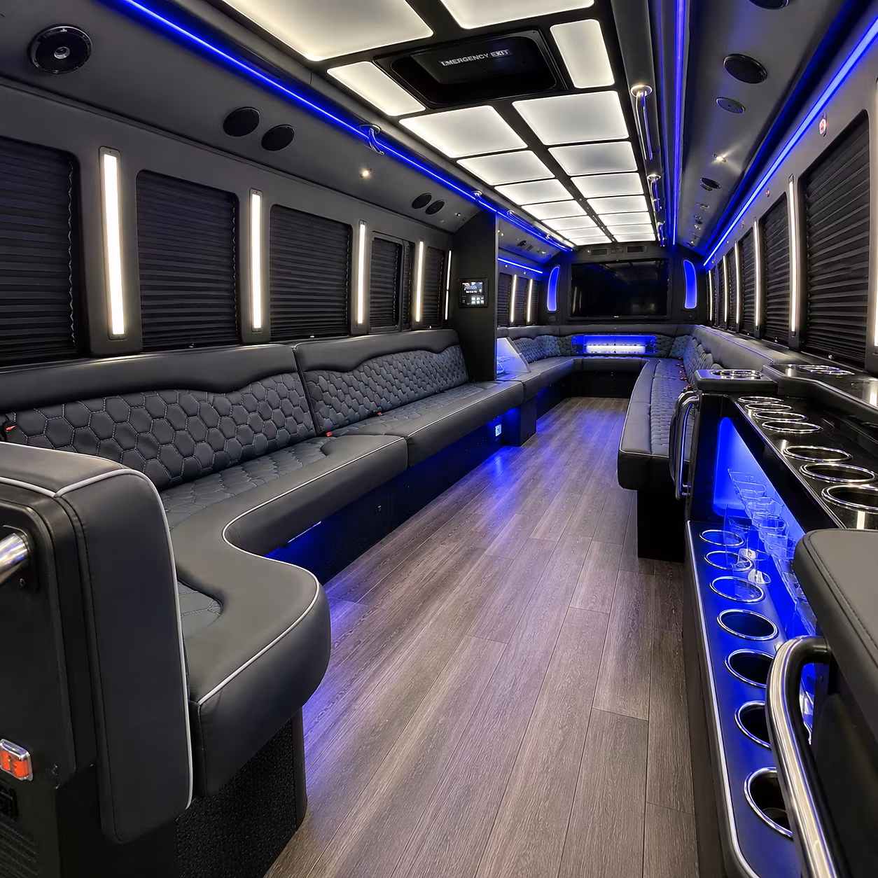 manchester party bus rental interior